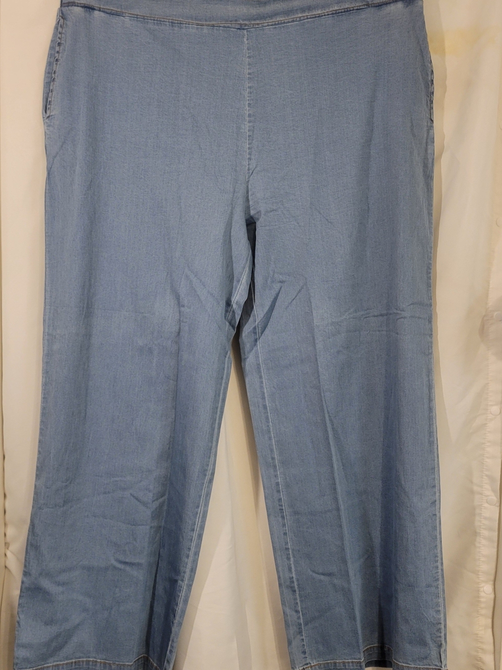 Wendy Williams 3X Chambray Pull On Wide Leg Pants Light Wash Plus Size - Picture 2 of 6